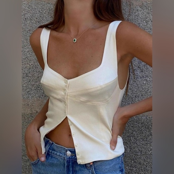 Commense Tops - Commense Casual Button-Front Strappy Top
